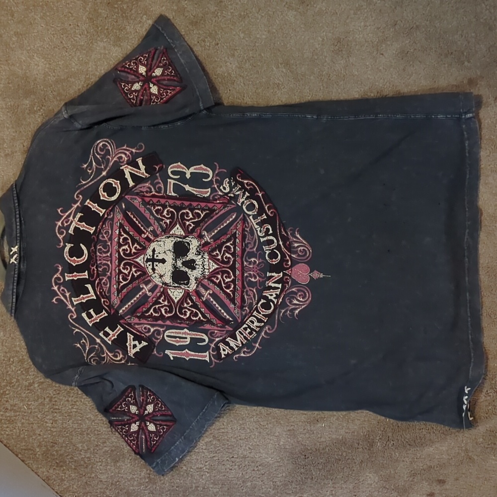 Men's Large Collared Short Sleeve Affliction Shirt